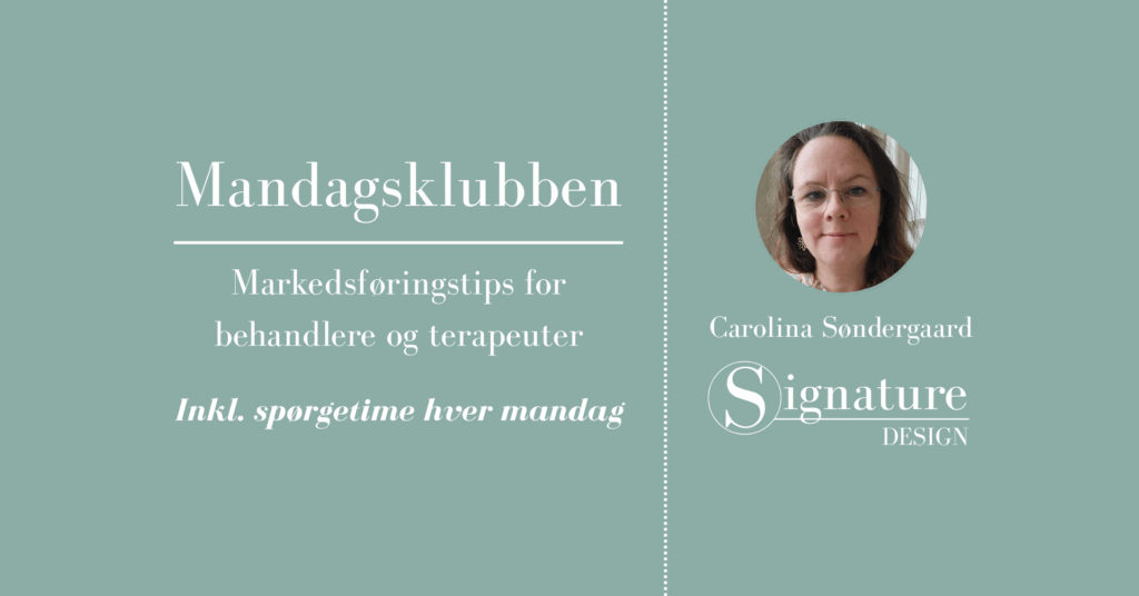 Mandagsklubben er en lukket facebookgruppe for behandlere og terapeuter, hvor du kan få gratis tips og sparring til din markedsføring.