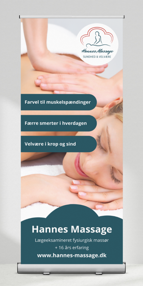Roll-up designet for Hannes Massage i Silkeborg af Signature Design.